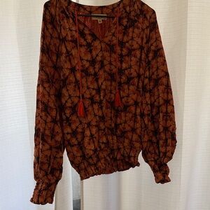 Women's Orange and Brown Porridge Brand Top